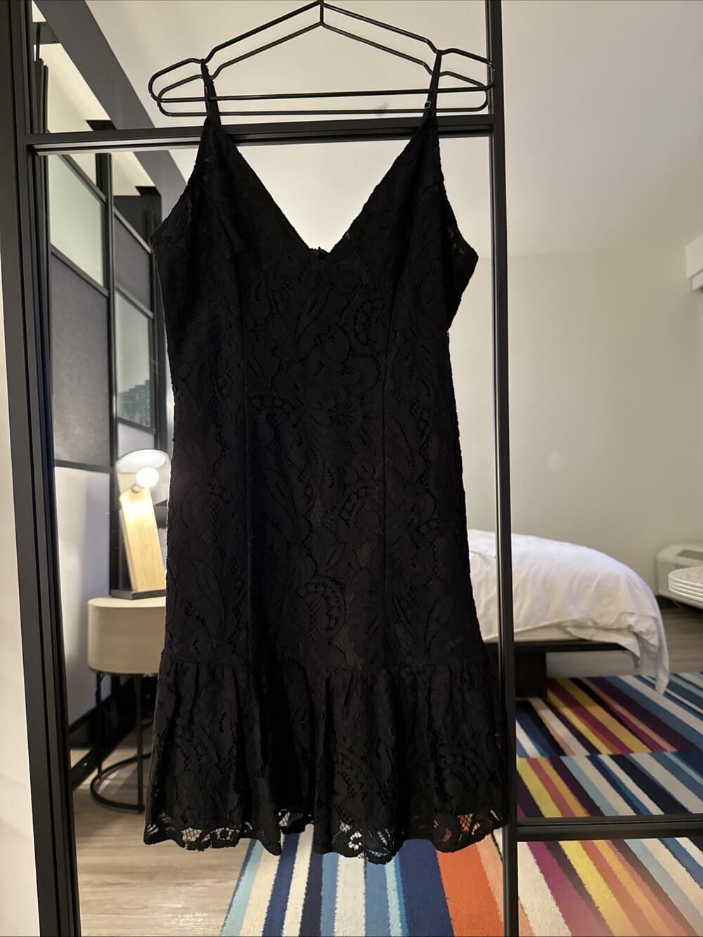 Y2K BB Dakota Short Dress Womens Black Lace Sleeveless Dress Size 8